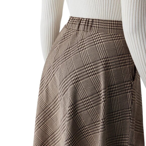 HALARA Plaid A-Line Midi Skirt Tartan Houndstooth Office NWT - Picture 6 of 13